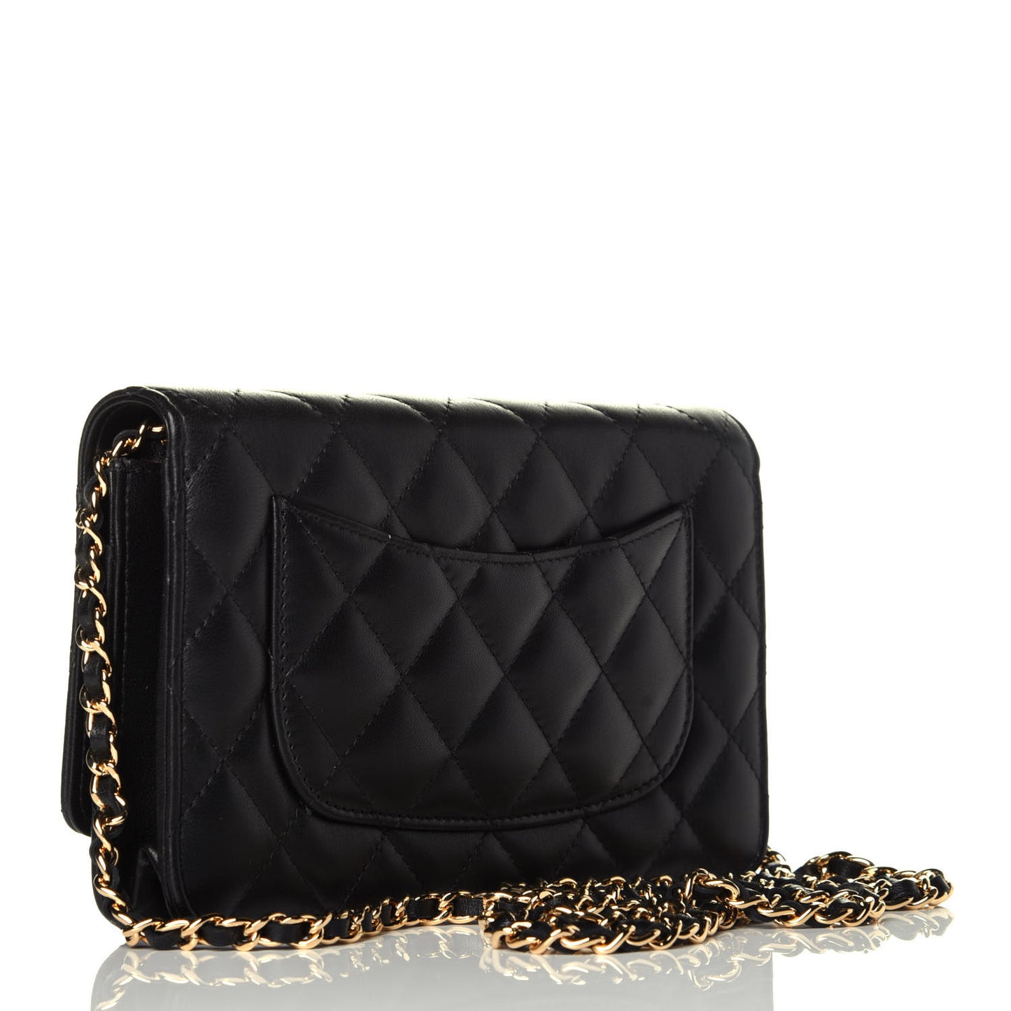 Lambskin Quilted Wallet On Chain WOC Black