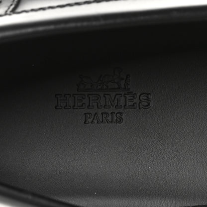 Hermes Glazed Calfskin Womens Hitch Loafers 41 Black 7 of 8