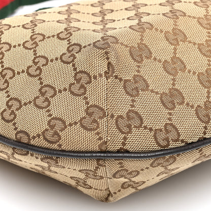 Gucci Monogram Web Medium Half Moon Hobo Dark Brown 9 of 10