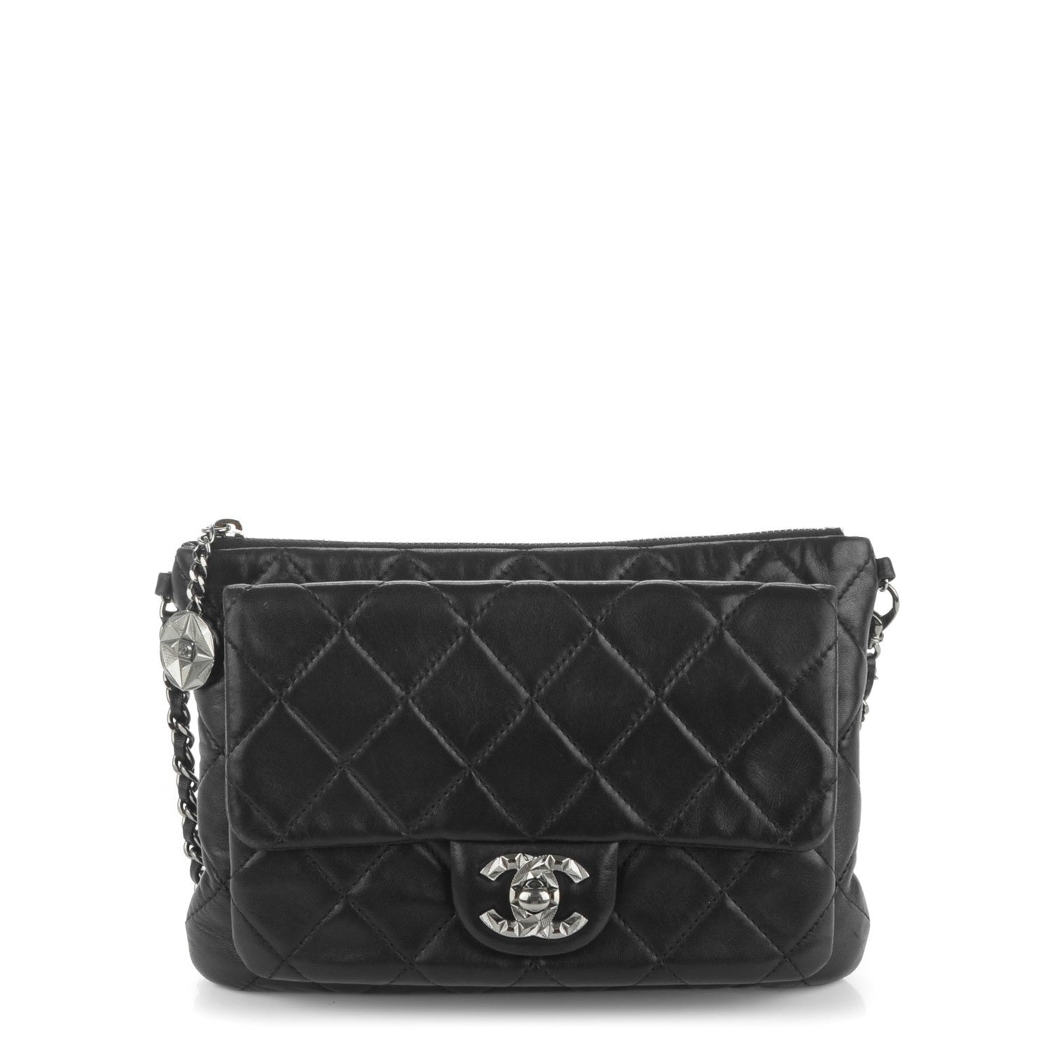 Chanel Lambskin Quilted Mineral Nights Flap Wristlet Black 1 of 7
