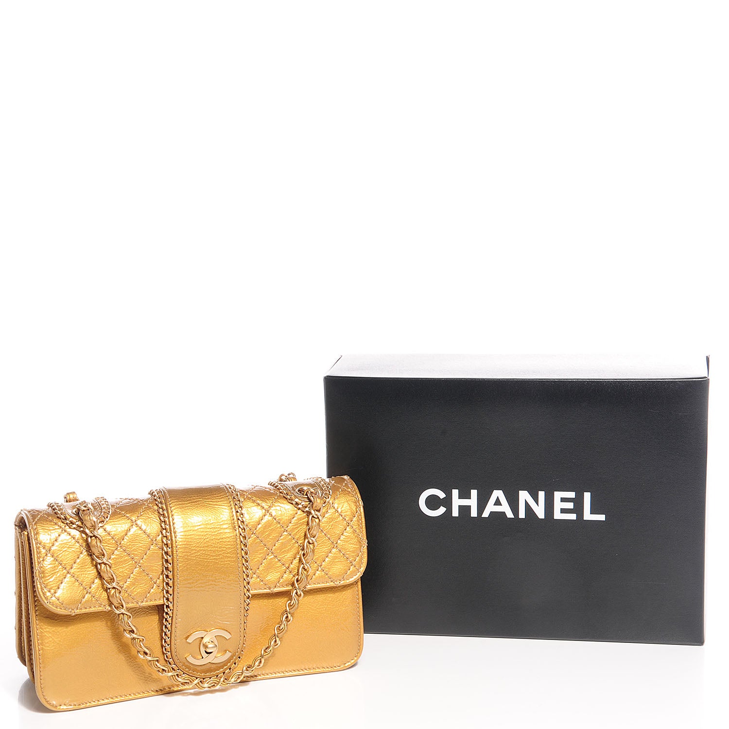 Chanel Patent Medium Madison Flap Gold 9 of 9