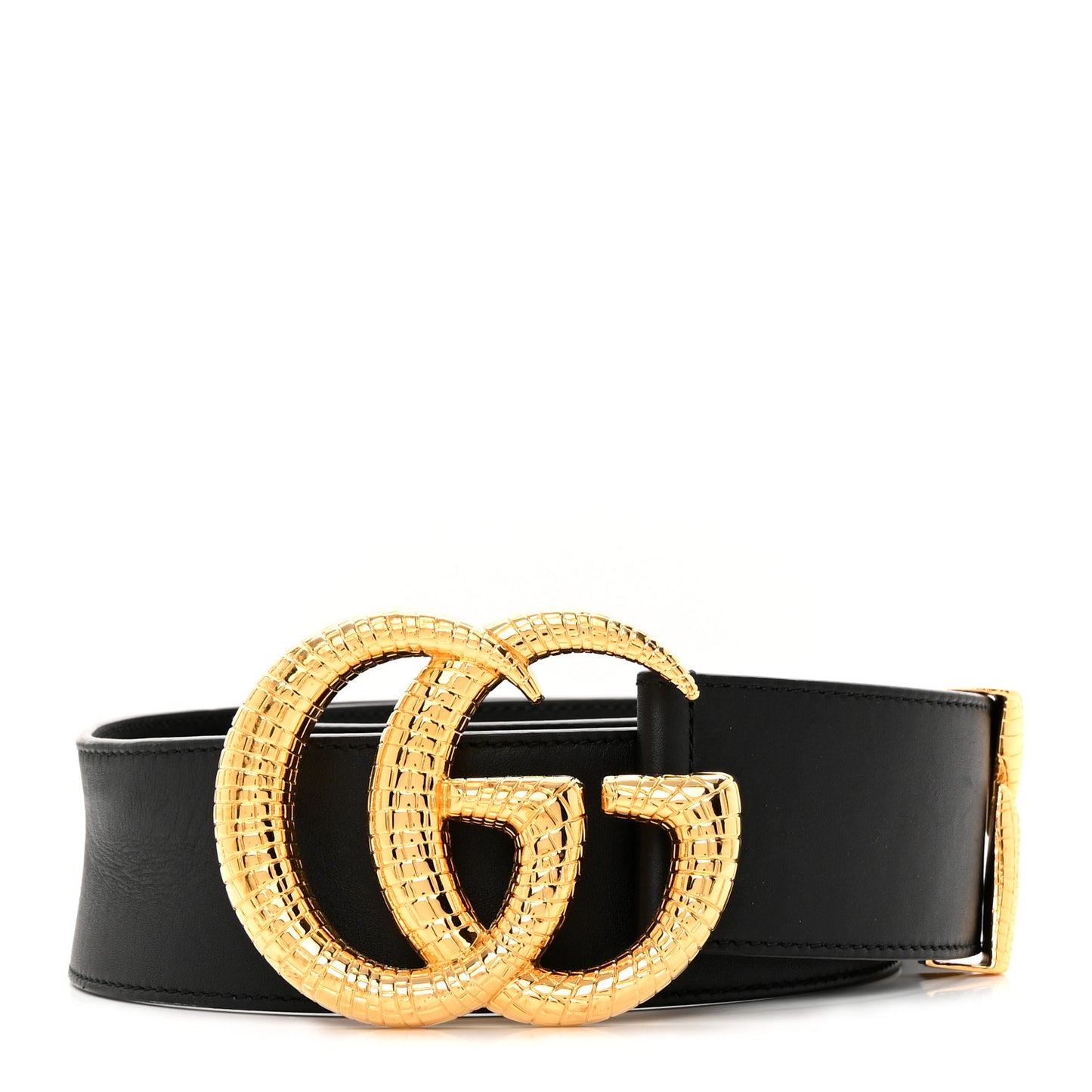 Calfskin Lizard Double G 50mm Belt 85 34 Black