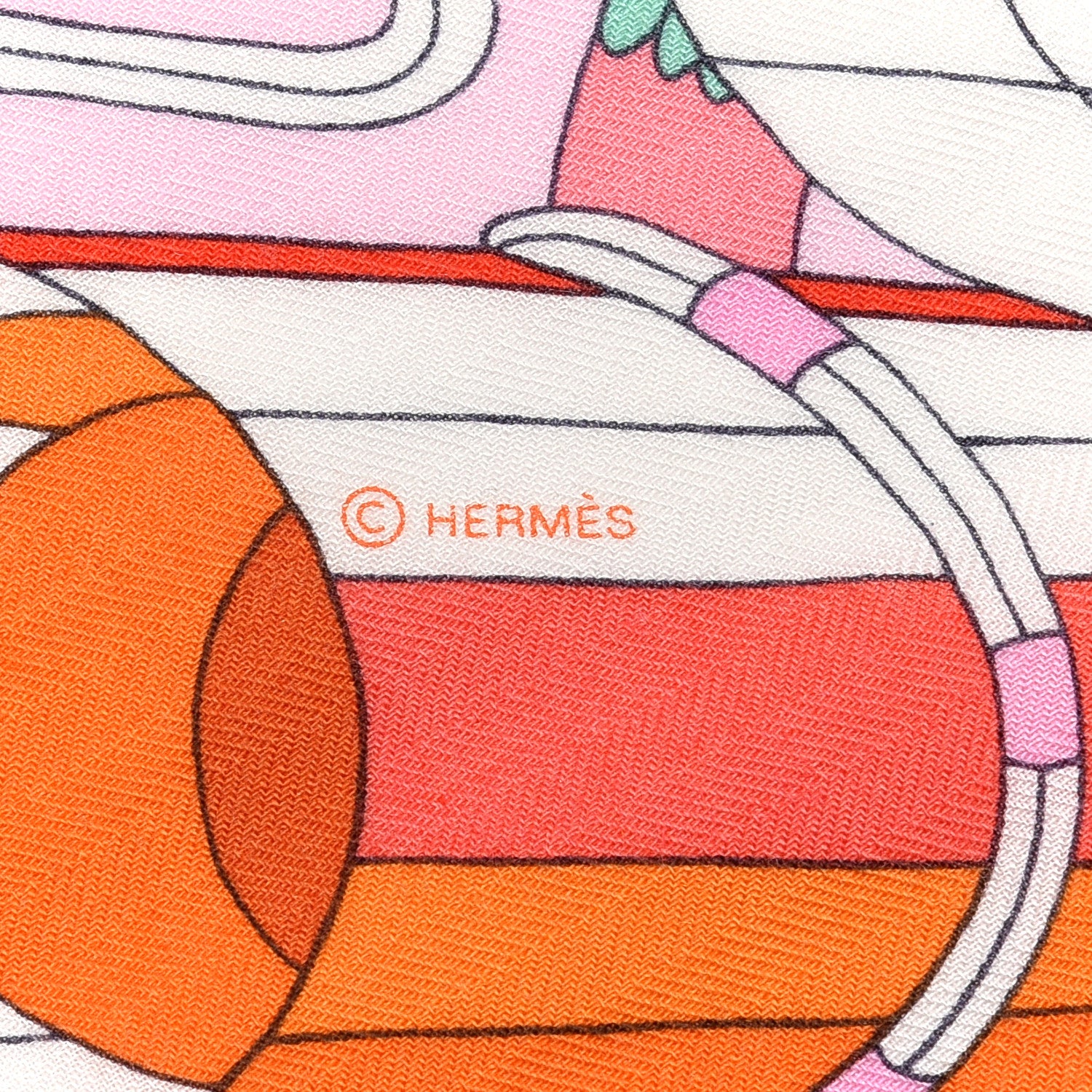 Hermes Cashmere Silk Point D'Orgue Shawl 140 Rose Pale Orange Vert 3 of 4
