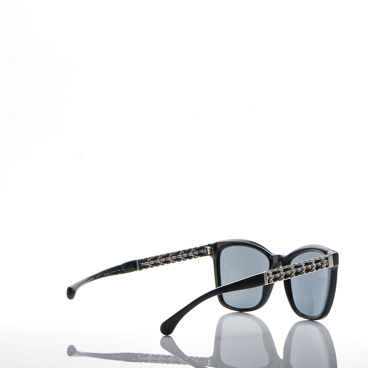Calfskin Square Chain Sunglasses 5360-Q-A Black
