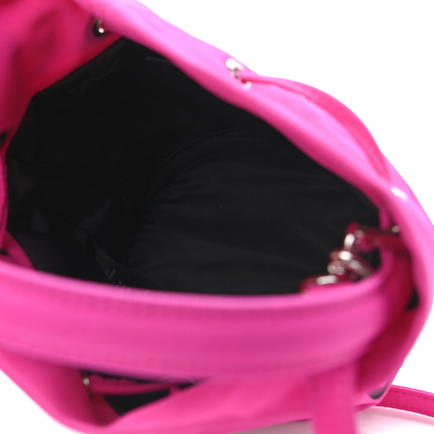 Recycled Sport Nylon Logo Embroidered Wheel Drawstring Bucket Bag XS Fuchsia Black
