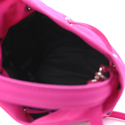 Balenciaga Recycled Sport Nylon Logo Embroidered Wheel Drawstring Bucket Bag XS Fuchsia Black 5 of 9