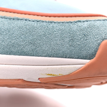 Chanel Nylon Lambskin Suede Calfskin CC Sneakers 38.5 Coral Light Blue White 17 of 18