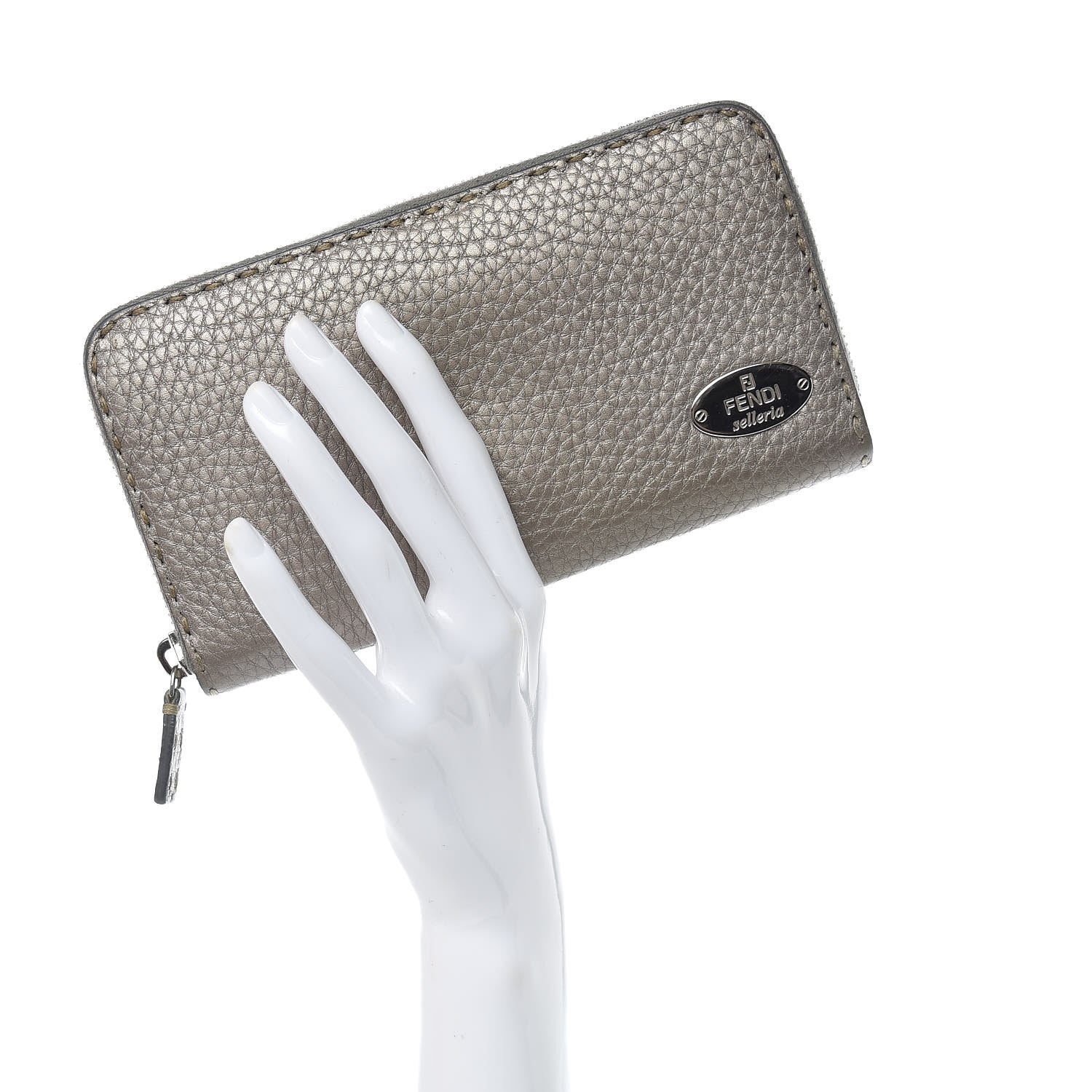 Fendi Cuoio Romano Selleria Zip Around Wallet Peltro 2 of 14