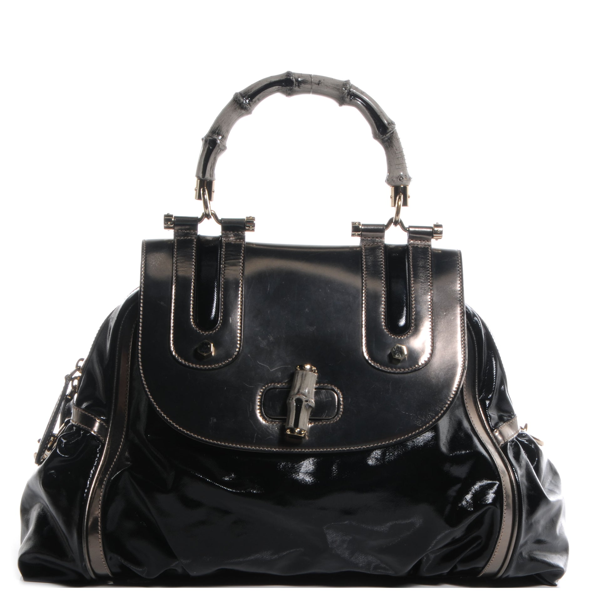 Gucci Dialux Pop Bamboo Large Top Handle Tote Black 1 of 7