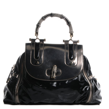 Gucci Dialux Pop Bamboo Large Top Handle Tote Black 1 of 7