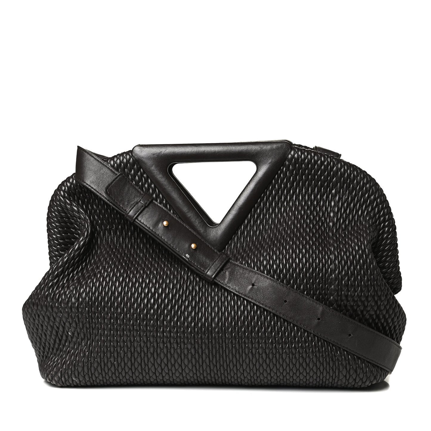 Lambskin Knit Small The Point Triangle Bag Black