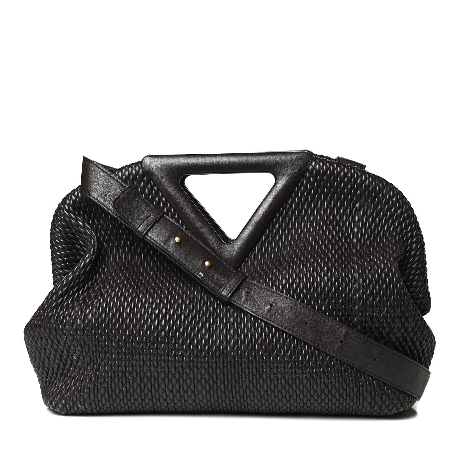 Bottega Veneta Lambskin Knit Small The Point Triangle Bag Black 1 of 12