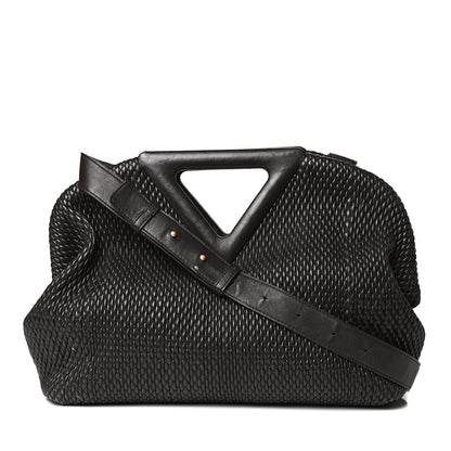 Bottega Veneta Lambskin Knit Small The Point Triangle Bag Black 1 of 12