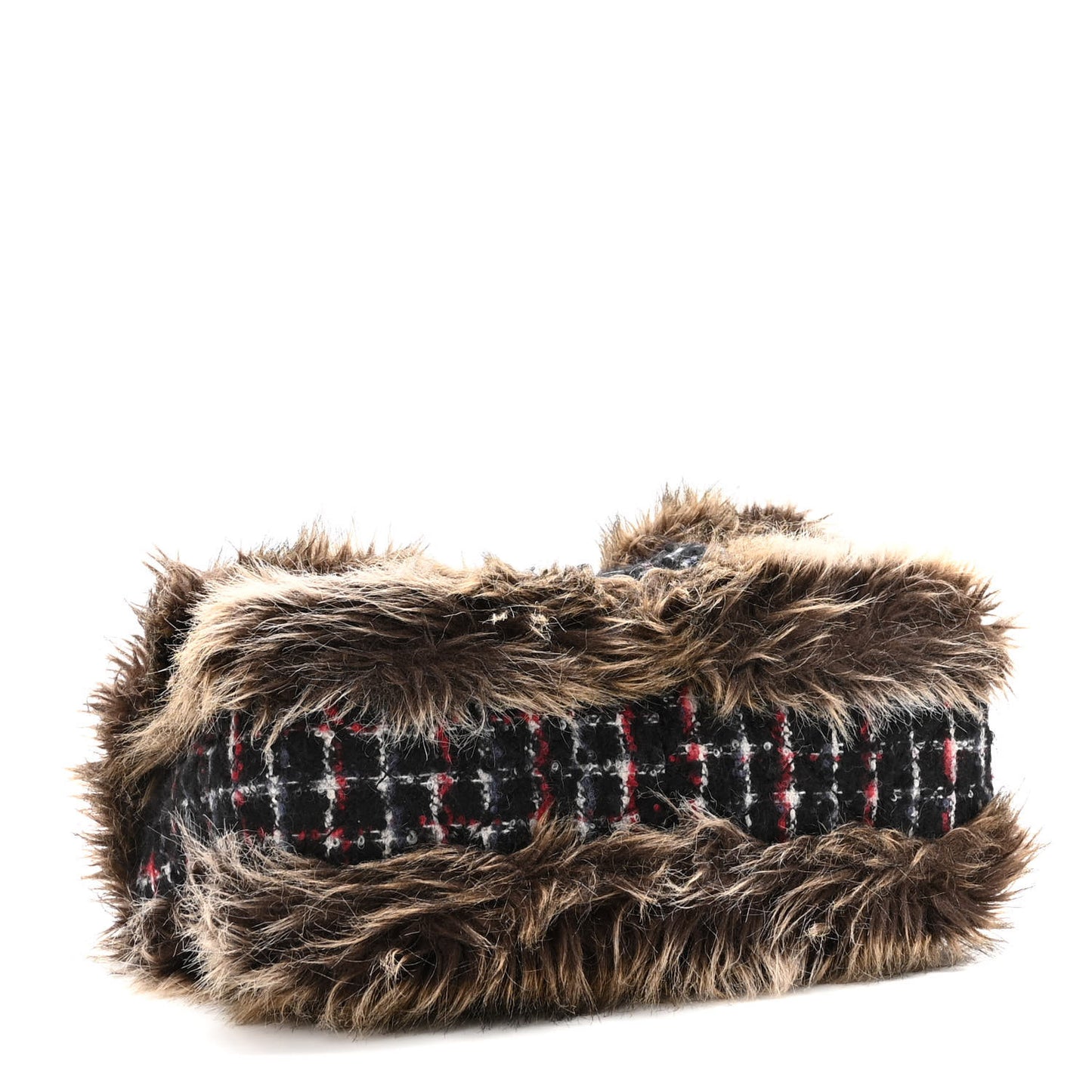 Tweed Arctic Fantasy Fur Flap Blue Red