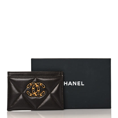 Chanel Lambskin Quilted Chanel 19 Card Holder Dark Brown 11 of 11