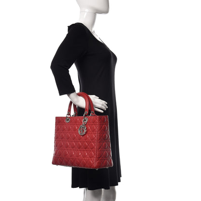 Christian Dior Lambskin Cannage Large Lady Dior Red 3 of 12
