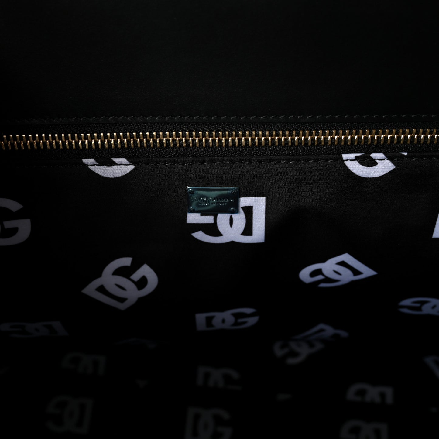 DOLCE GABBANA Calfskin DG Logo Shopper Tote Black