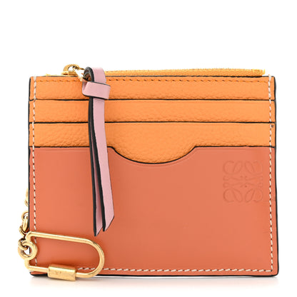 Loewe Soft Grained Calfskin Square Card Holder With Chain Orange 1 of 8