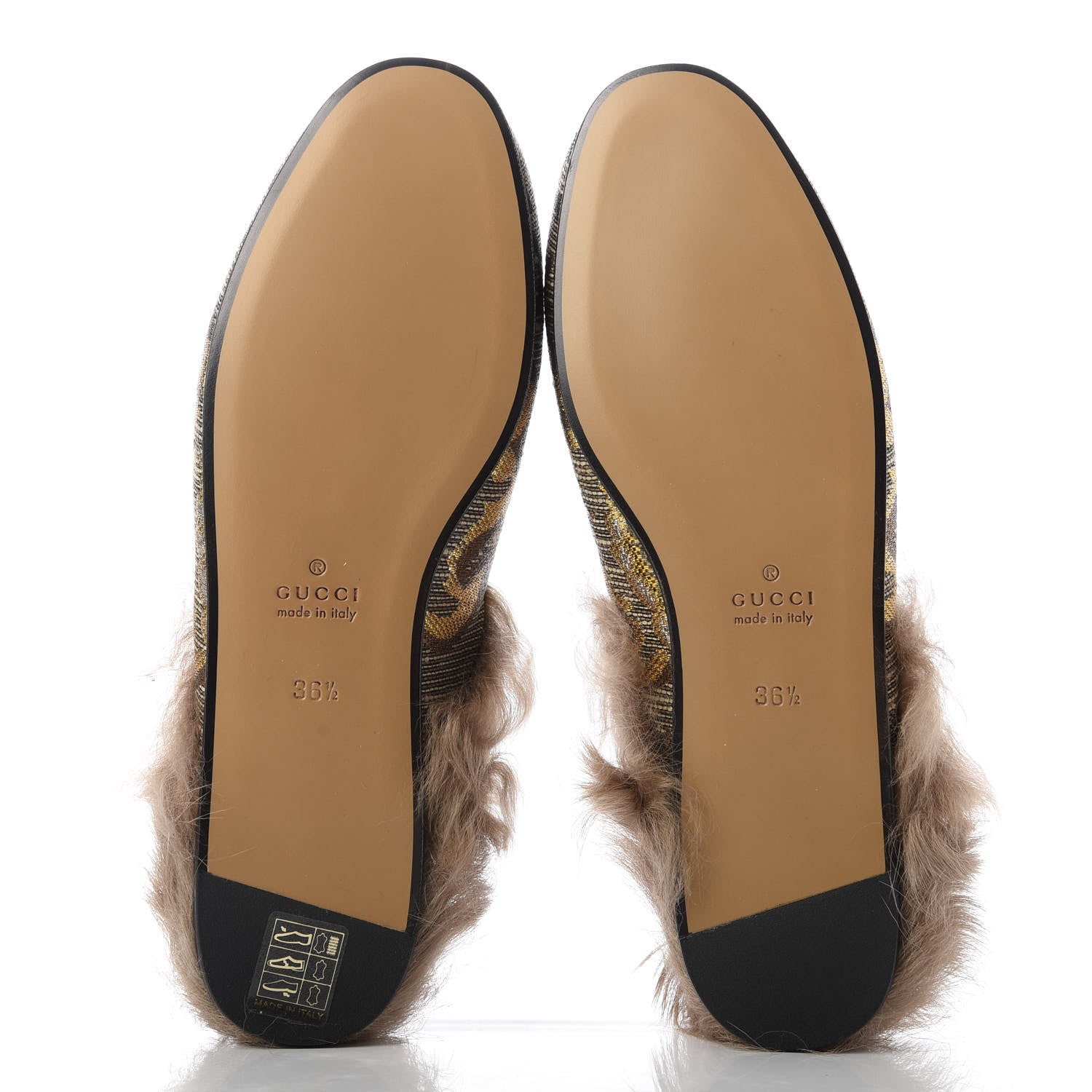 Gucci Brocade Fur Womens Princetown Slippers 36.5 Brown 5 of 9