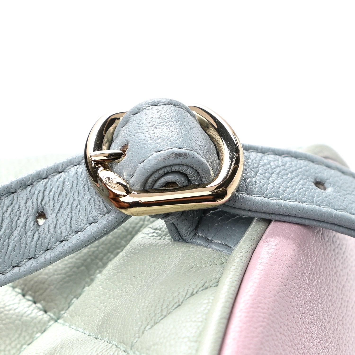 Chanel Goatskin Quilted Duma Drawstring Backpack Green Blue Pink 11 of 13