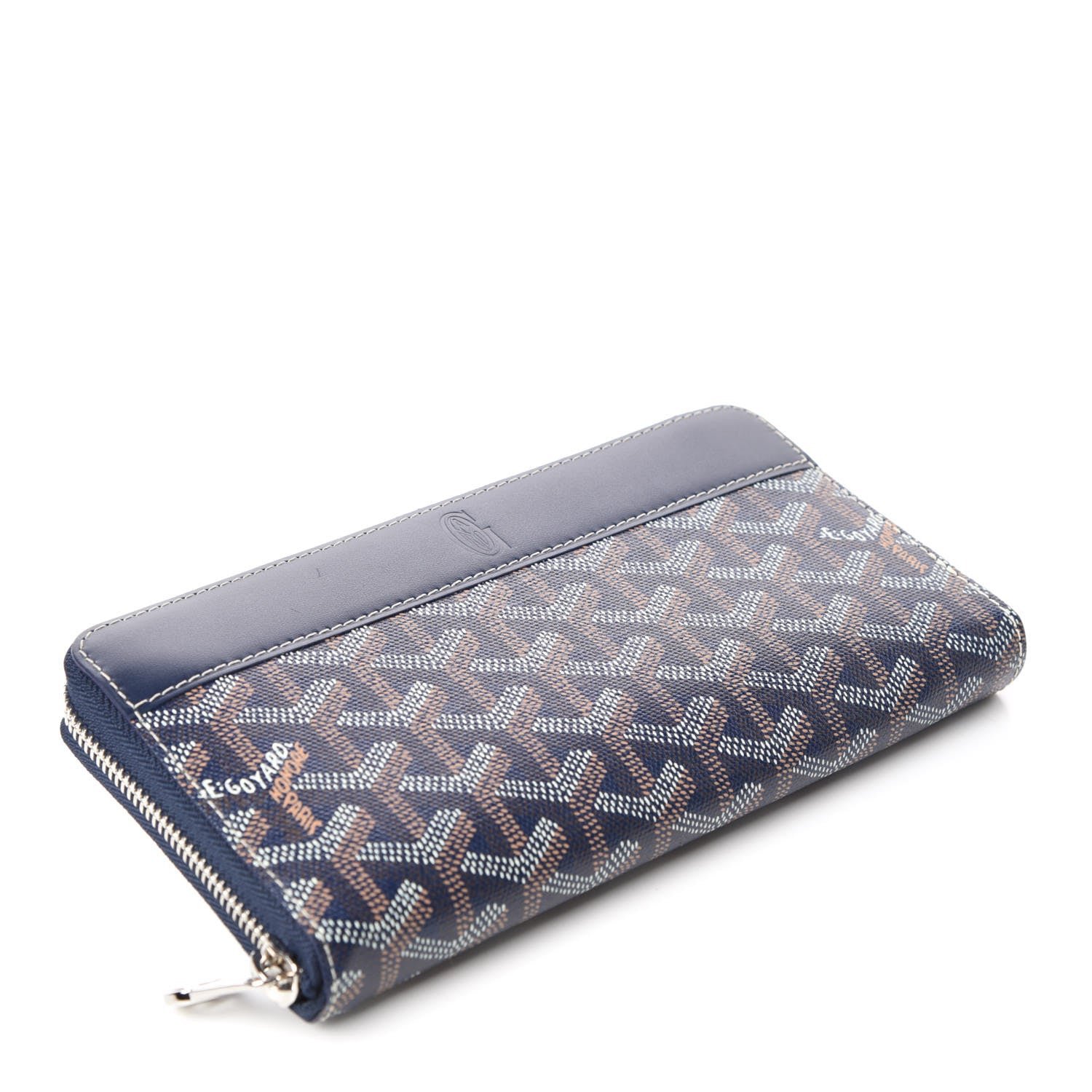 Goyard Goyardine Matignon Zip Around GM Wallet Navy 4 of 9