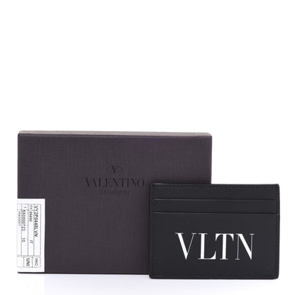 Valentino Garavani Calfskin VLTN Card Holder Black White 7 of 7
