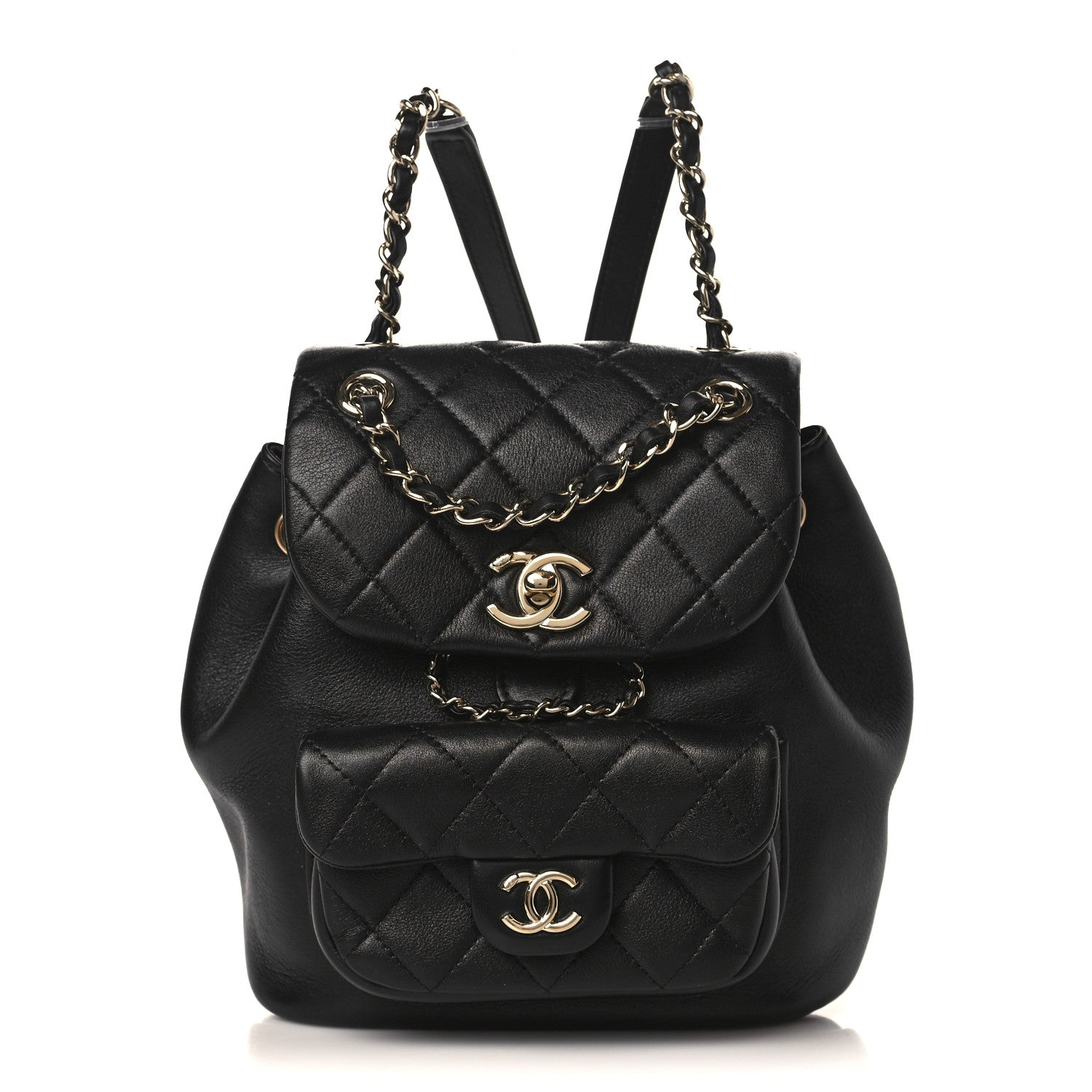 Chanel Lambskin Quilted Small Duma Drawstring Backpack Black 1 of 9