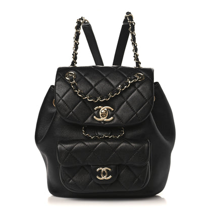 Chanel Lambskin Quilted Small Duma Drawstring Backpack Black 1 of 9