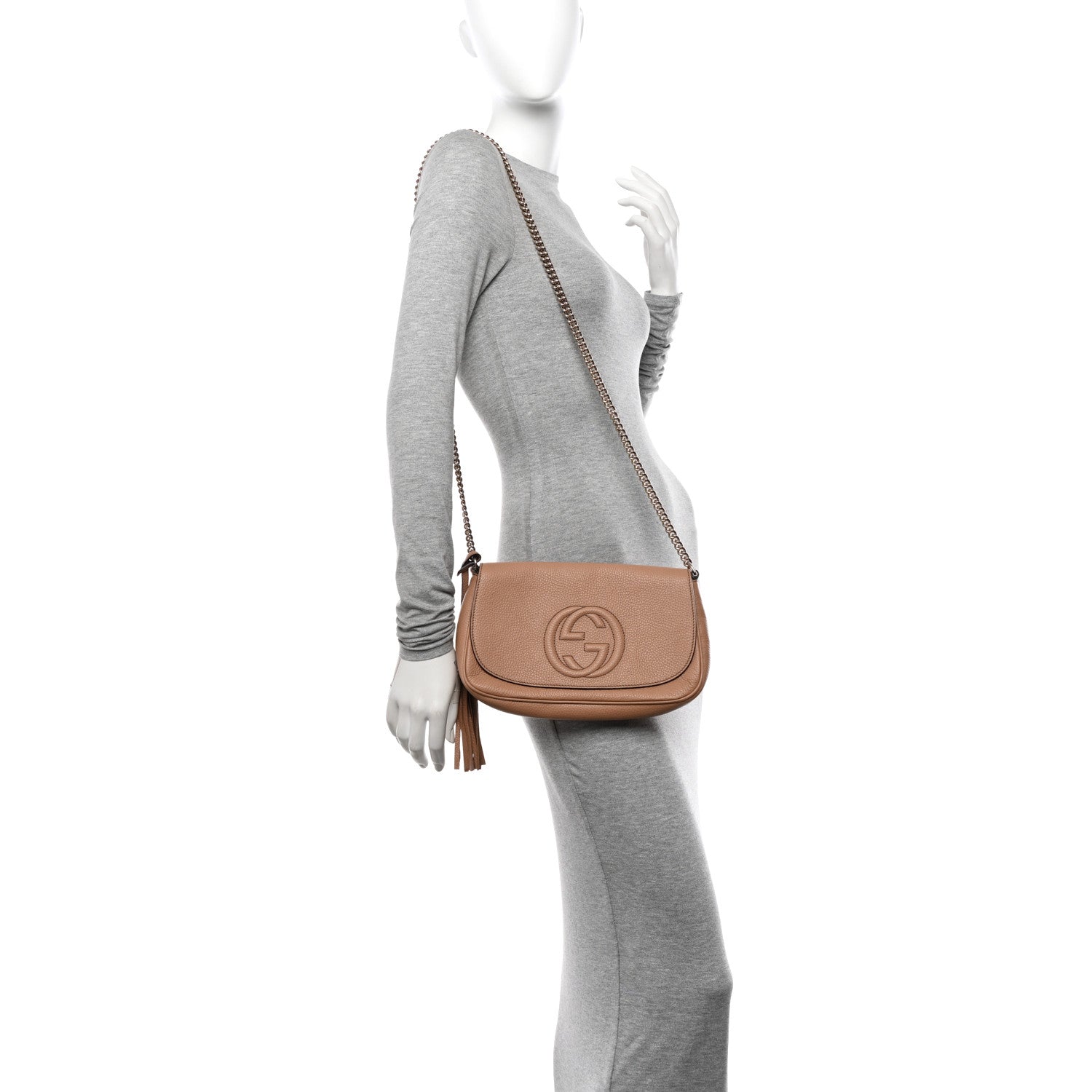 Gucci Pebbled Calfskin Medium Soho Flap Crossbody Camelia 2 of 11