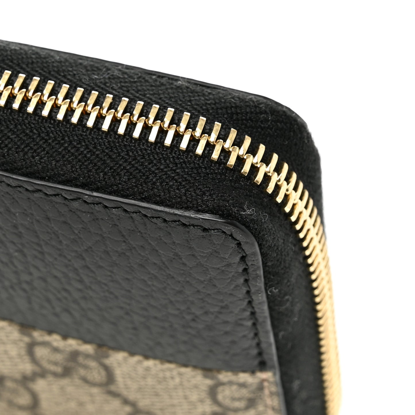 Dollar Calfskin GG Supreme Monogram GG Marmont Zip Around Wallet Black Beige Ebony