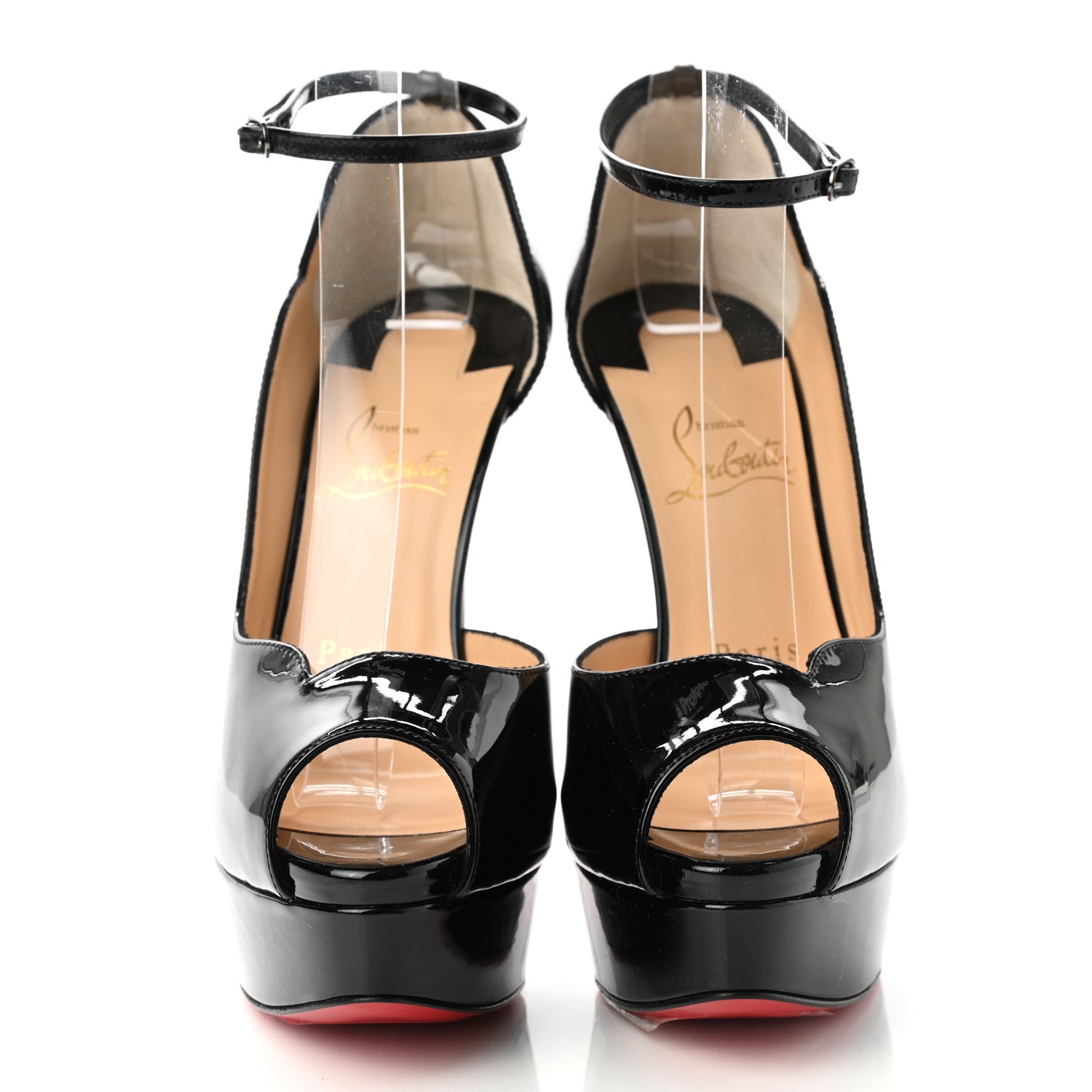 Christian Louboutin Patent After Sun Round Chick Alta Platform Peep Toe 120 Pumps 36 Black 2 of 8