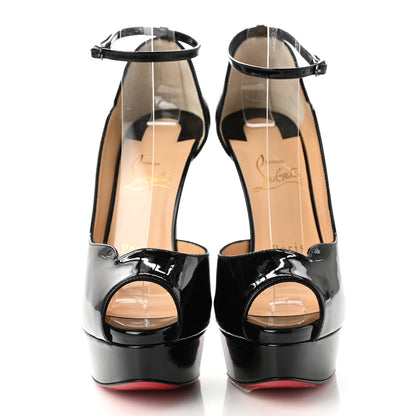 Christian Louboutin Patent After Sun Round Chick Alta Platform Peep Toe 120 Pumps 36 Black 2 of 8