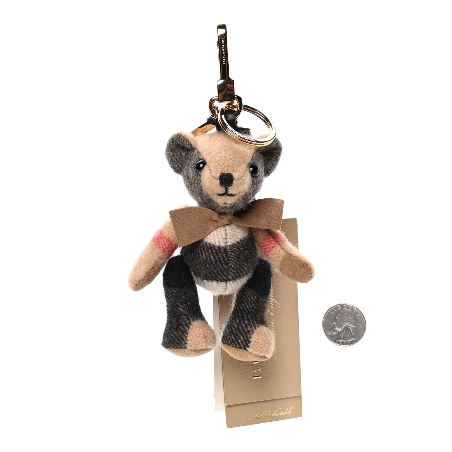 Cashmere Vintage Check Thomas Bear Bag Charm Camel