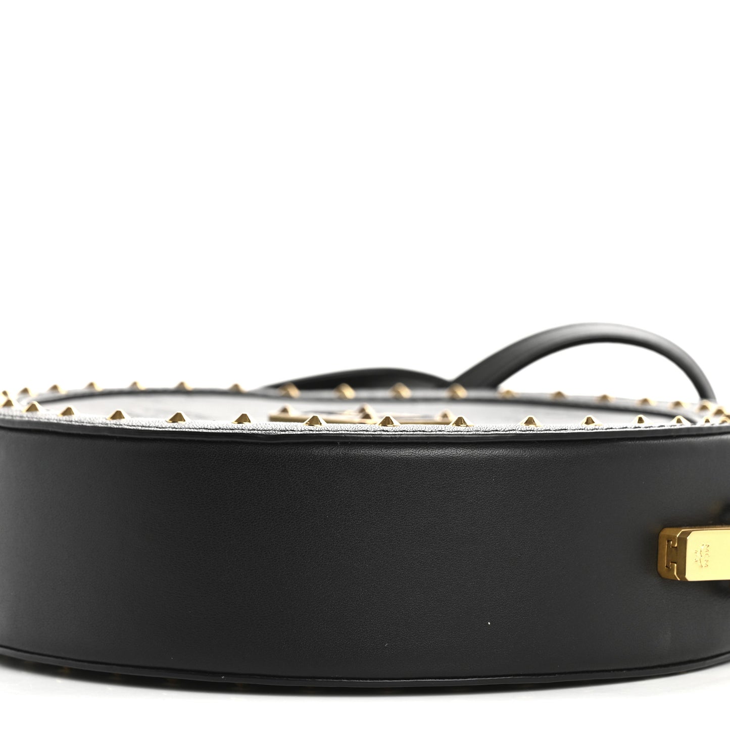 Monogram Coated Canvas Studded Berlin Tambourine Round Crossbody Black