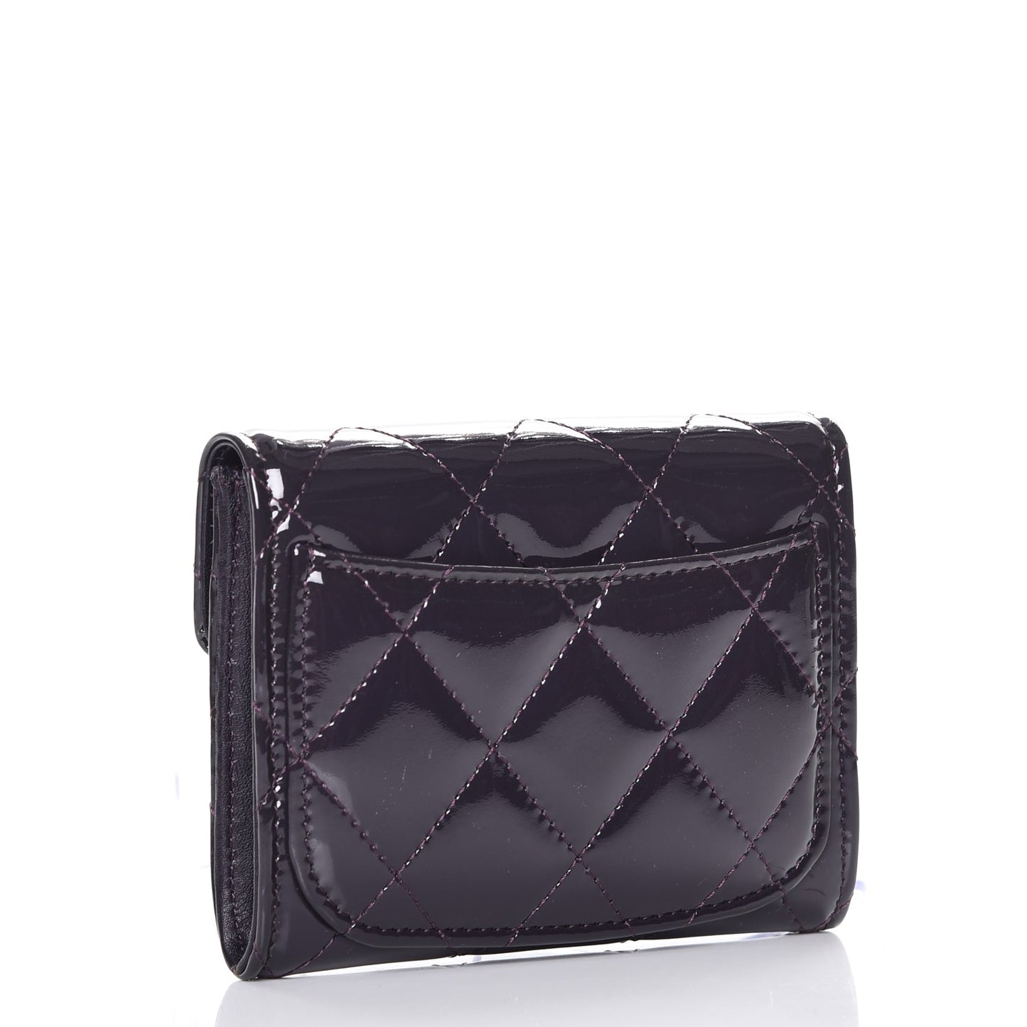 Patent Quilted Card Holder Purple