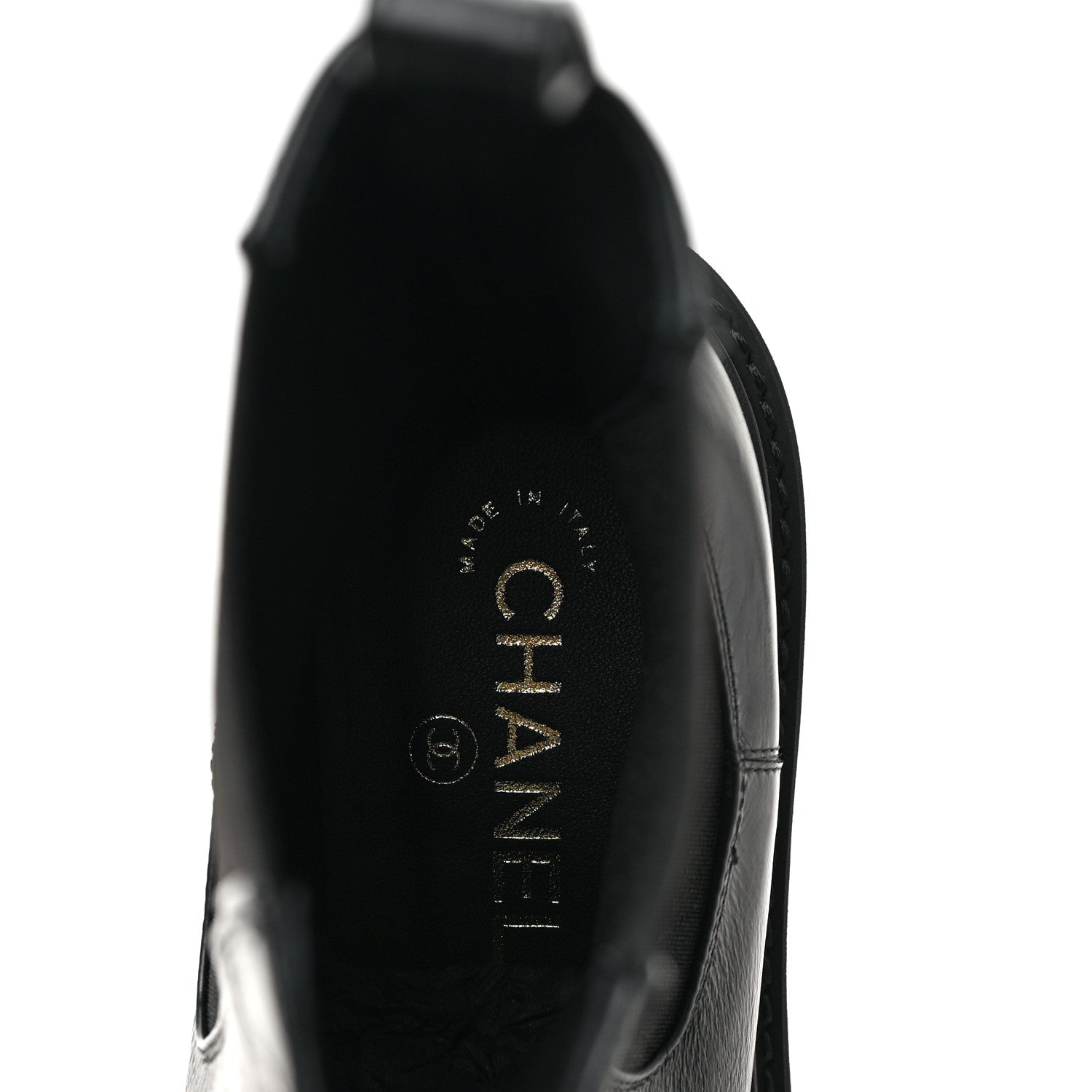 Chanel Crumpled Calfskin Patent Cap Toe Short Boots 38 Black 7 of 8