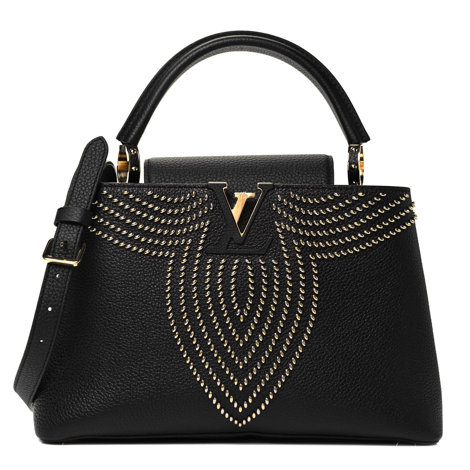 Louis Vuitton Taurillon Fleur De Lys Capucines PM Black 1 of 8