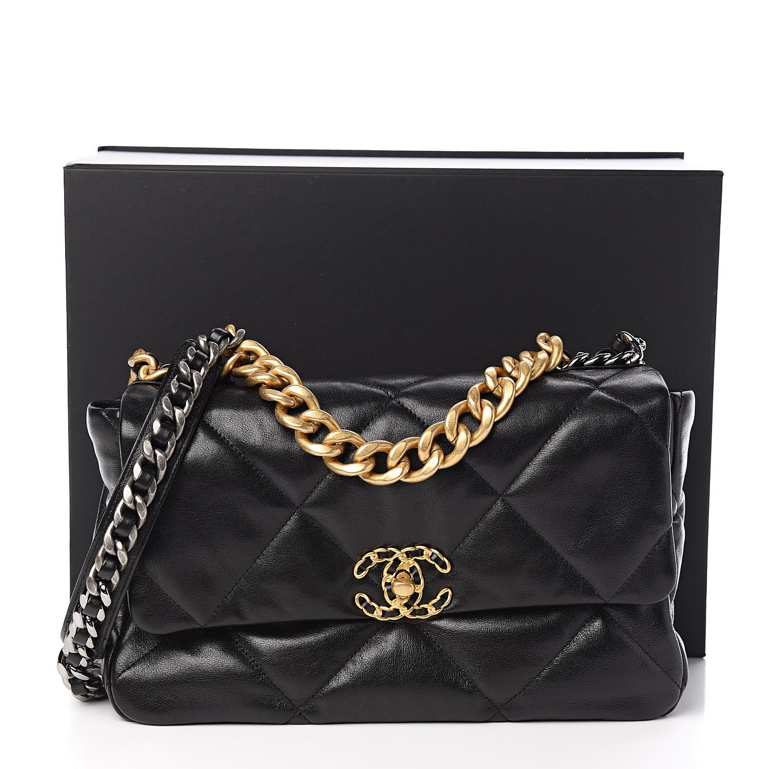 Chanel Lambskin Quilted Large 19 Flap Black 11 of 11
