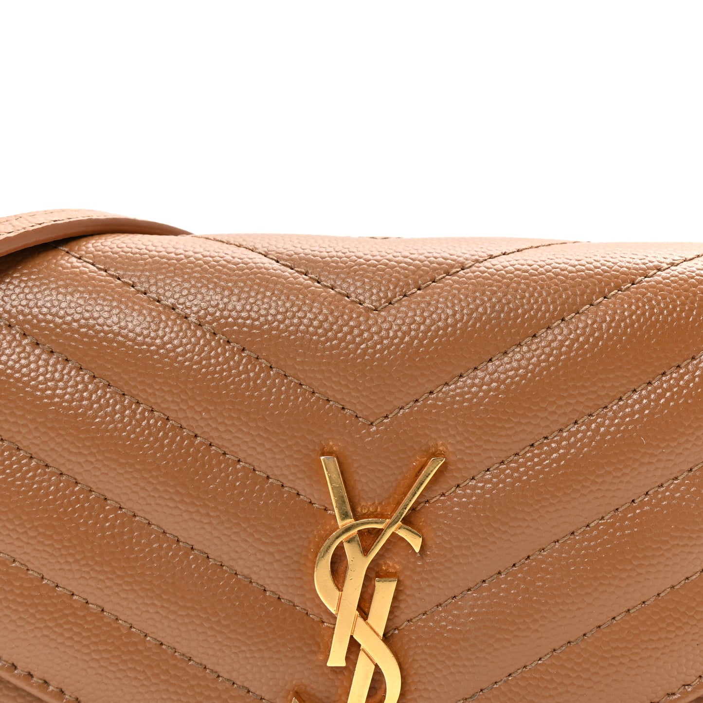 Grain De Poudre Matelasse Chevron Monogram Envelope Chain Wallet Natural Dark
