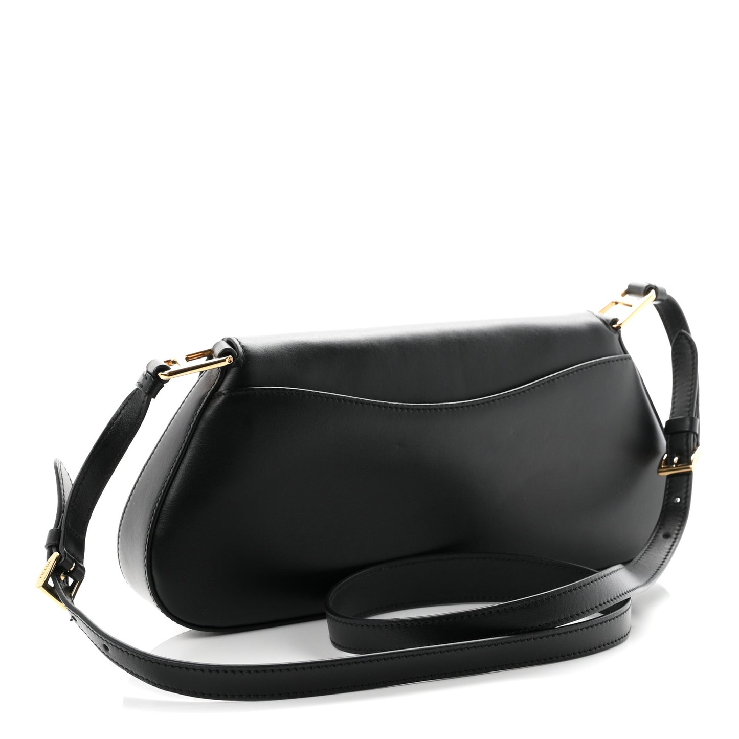 City Calf Triangle Flap Shoulder Bag Black