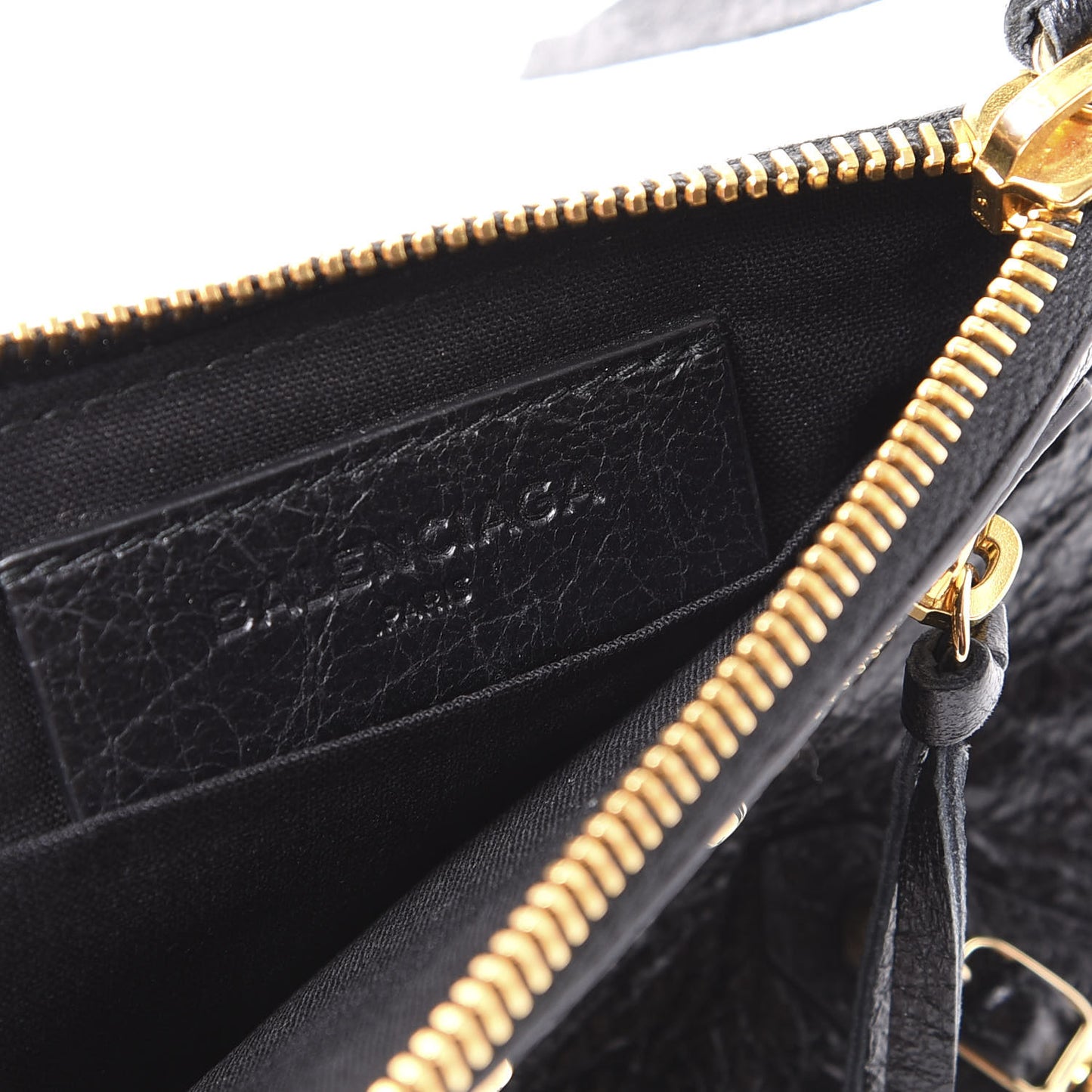 Agneau Arena Classic Gold Hardware Mini Pouch Black