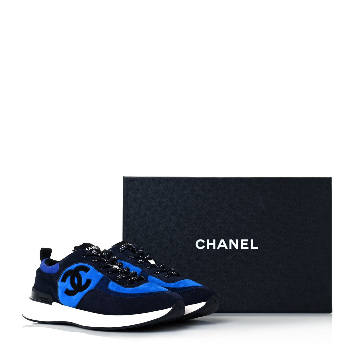 Suede Calfskin CC Sneakers 38 Blue Navy Dark Navy