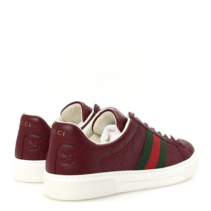 Gucci Calfskin GG Embossed Web Mens Ace Sneakers  36.5 Ancora Red 5 of 9