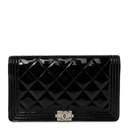 Chanel Patent Calfskin Quilted Boy Yen Wallet Black 1 of 9