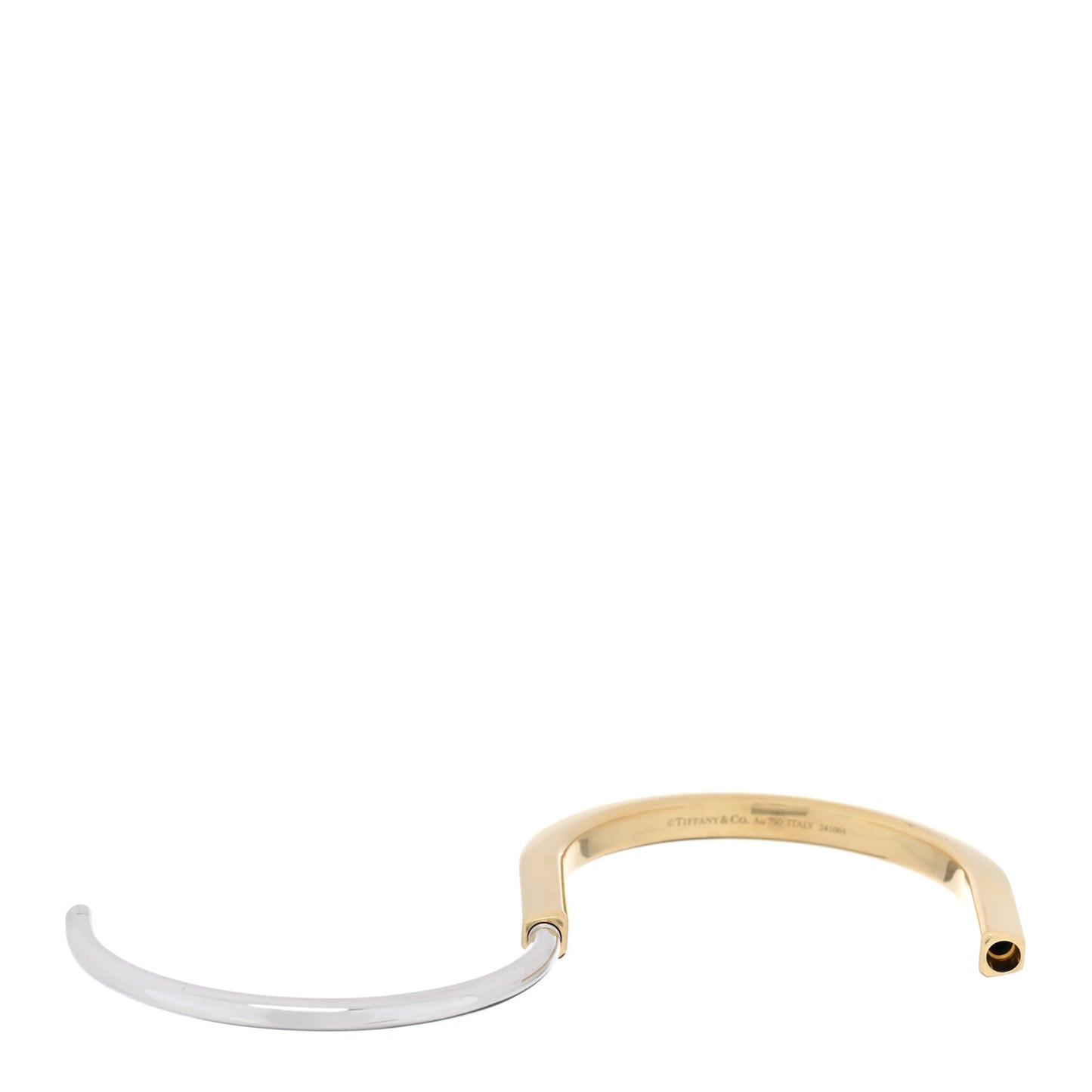 18K Yellow White Gold Tiffany Lock Bangle Bracelet