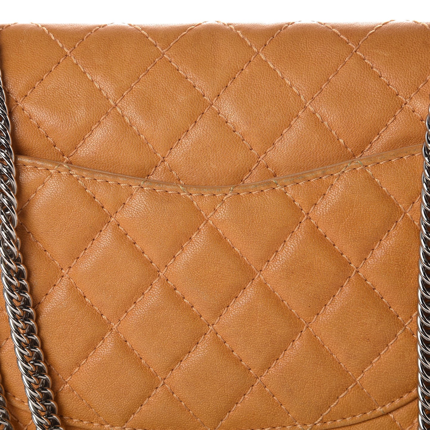 Glazed Lambskin Quilted Medium Bijoux Chain Double Flap Mango