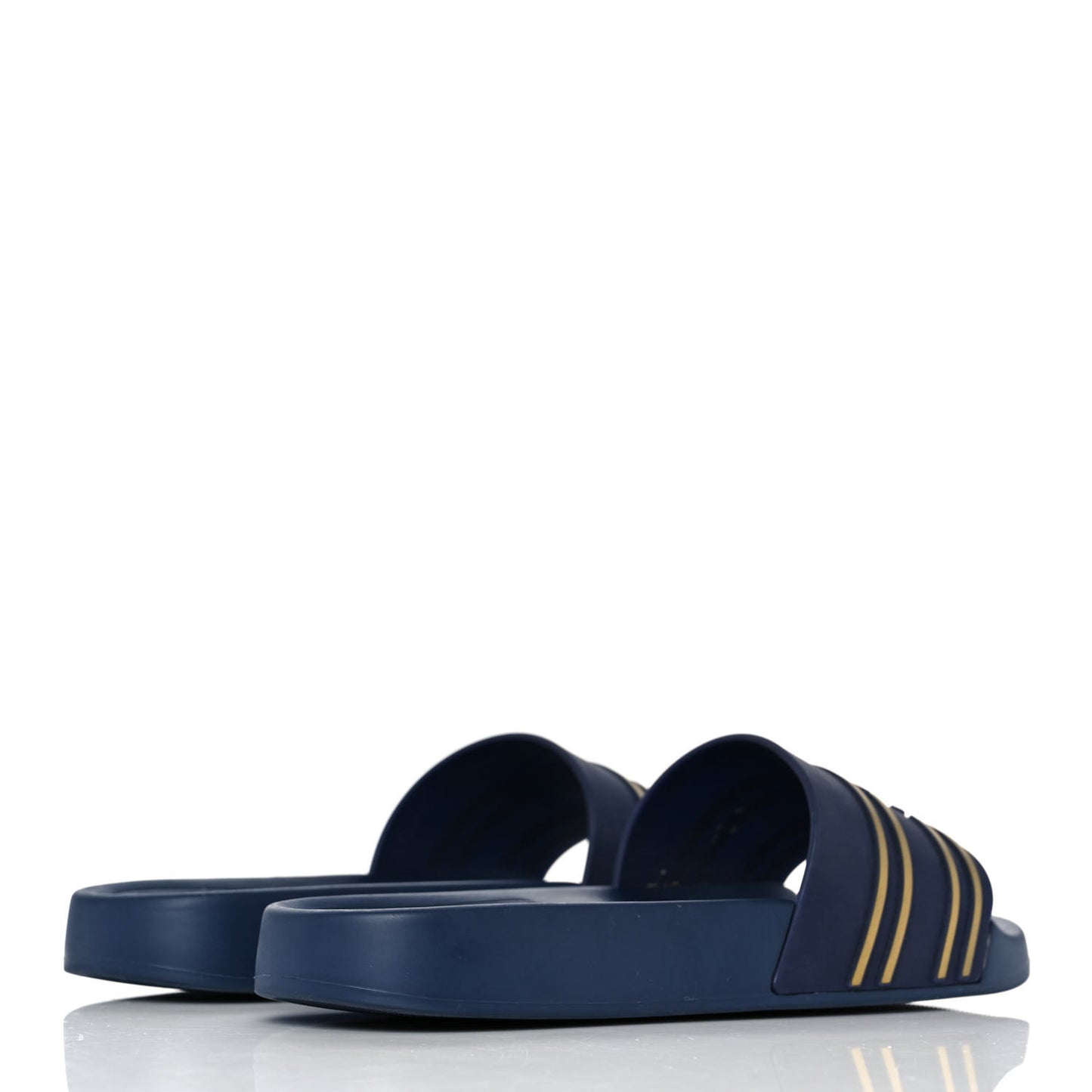 Rubber CC Flat Slide Sandals 36 Navy Gold