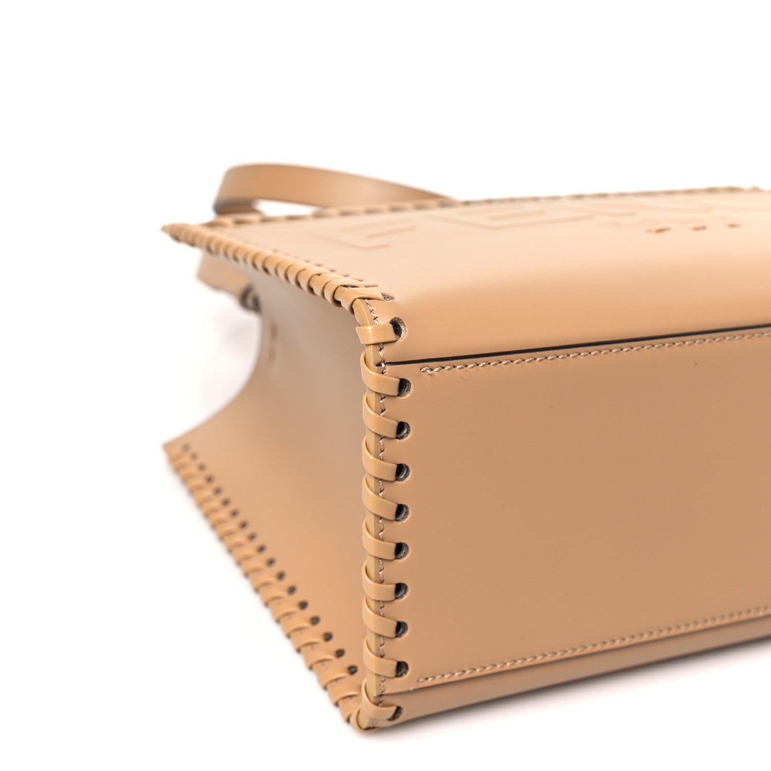 Fendi Vitello King Ceylon Plexiglass Woven Logo Debossed Small Fendi Sunshine Shopper Tote Miele Scuro 8 of 9