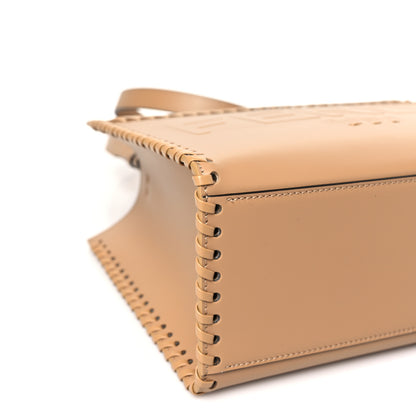 Fendi Vitello King Ceylon Plexiglass Woven Logo Debossed Small Fendi Sunshine Shopper Tote Miele Scuro 8 of 9