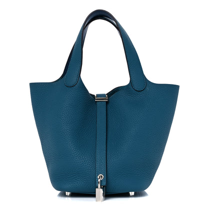 Hermes Taurillon Clemence Swift Eclat Picotin Lock 18 PM Vert Bosphore Deep Bleu 1 of 9